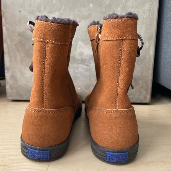 Keds Brown Suede High Top Velvet Tie Zip Up Boots - Picture 6 of 10